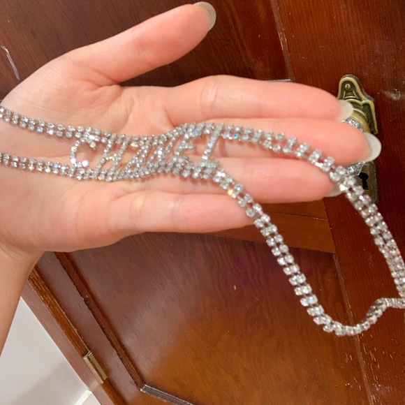 Rhinestone letter choker - Picture 2 of 4